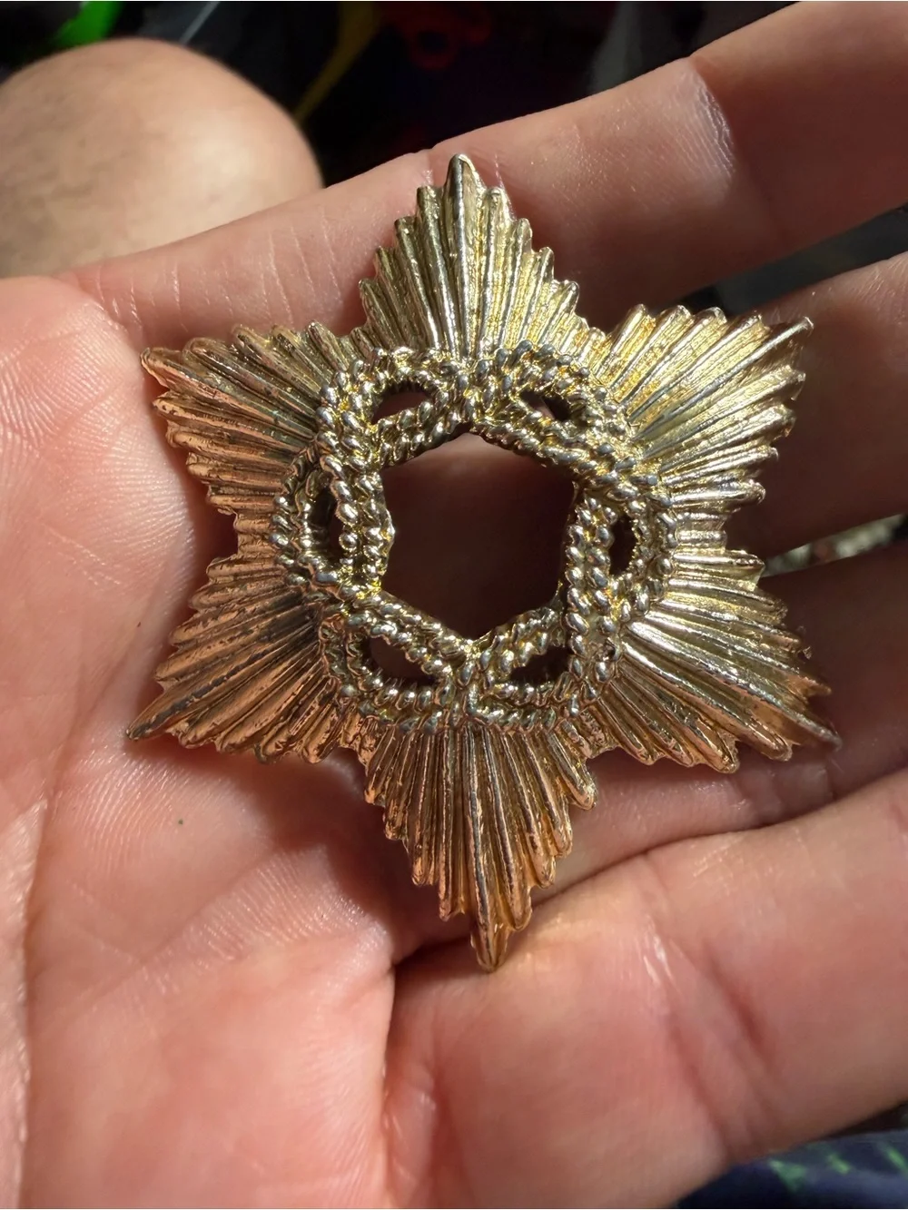 Vintage Silver Tone Work UNIQUE Star Brooch